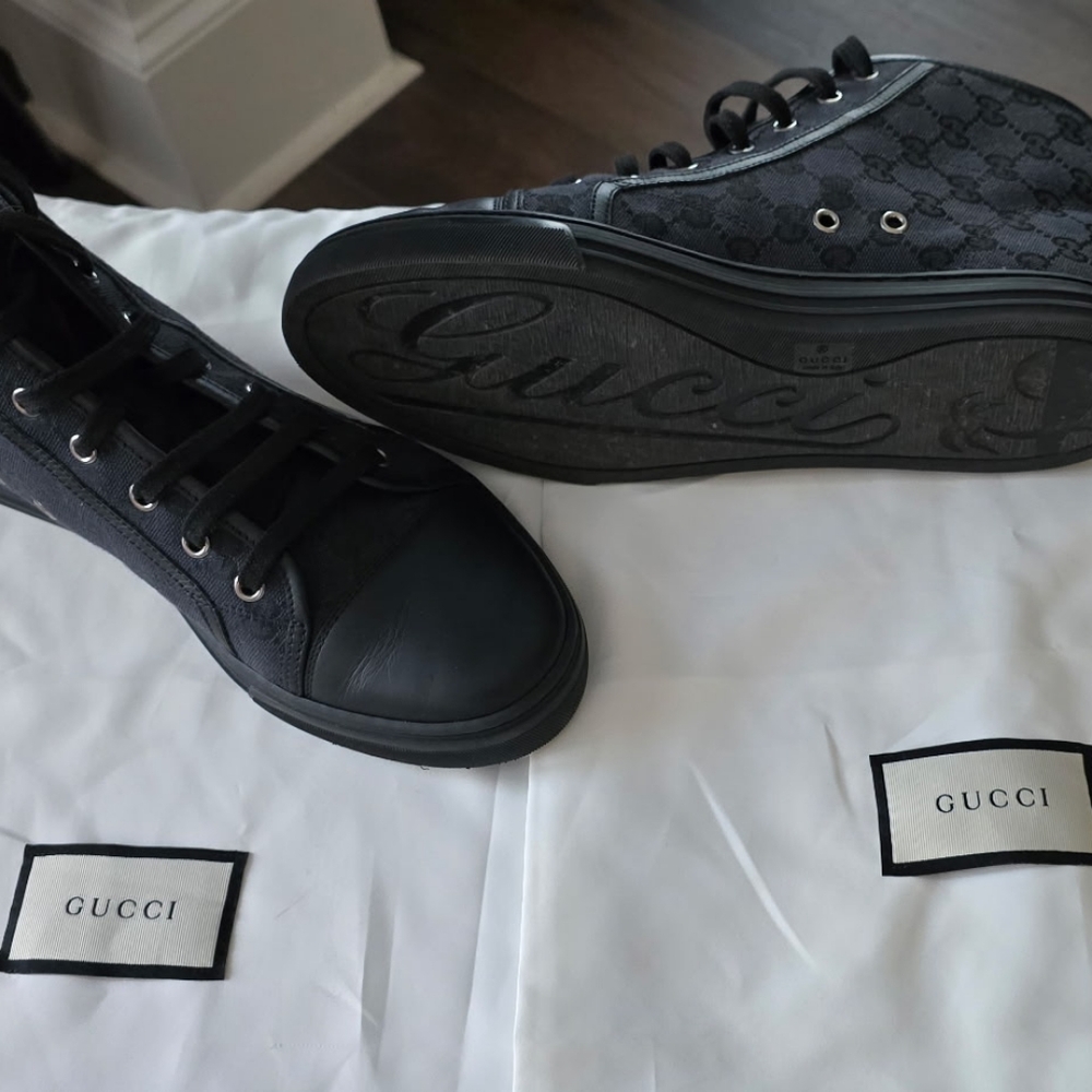 Gucci Pre-owned Black High-Top Womens Cloth Cross Trainers - Picture 3 of 8